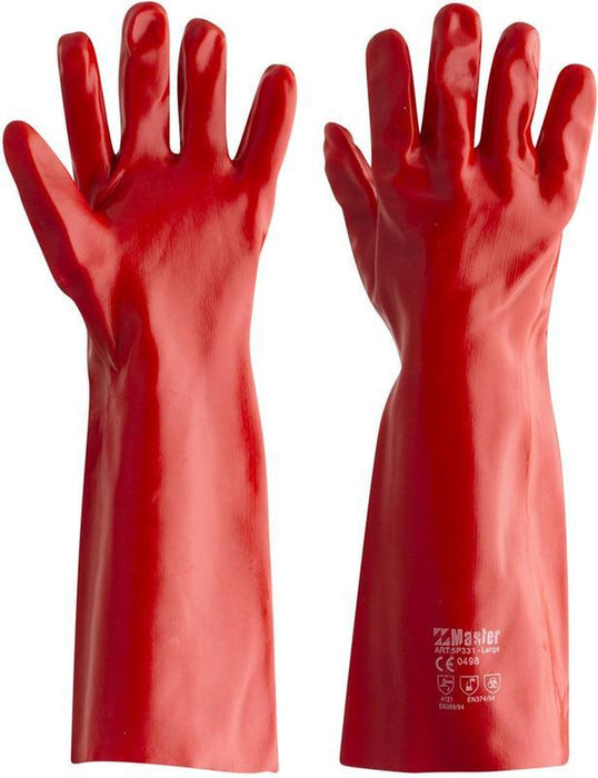 Master PVC Single Dipped Red Glove Large - 45cm Long