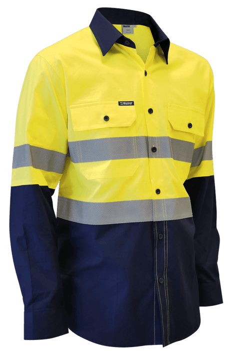 Master Shirt L/Sleeve Master M475 Hi Vis D/N Taped Lightweight Ripstop Cotton Drill