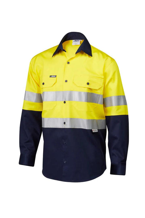 Master 7WM410 Hi-Vis Long Sleeve Shirt – 190GSM Cotton Drill