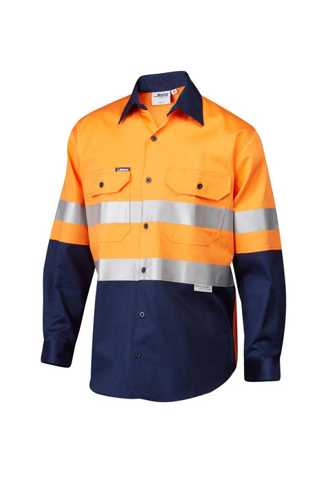 Master 7WM410 Hi-Vis Long Sleeve Shirt – 190GSM Cotton Drill