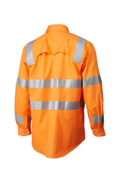 MASTER 7WM420 SHIRT L/SLEEVE HI VIS D/N VIC RAIL 3M TAPED 155GSM COTTON DRILL