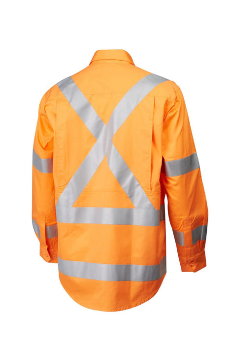 MASTER 7WM421 SHIRT L/SLEEVE MASTER HI VIS D/N NSW RAIL 3M TAPED 155GSM COTTON DRILL