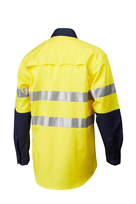Master Hi-Vis Long Sleeve Shirt - 3M Taped 2-Tone, 155gsm Cotton Drill, Vented for Comfort