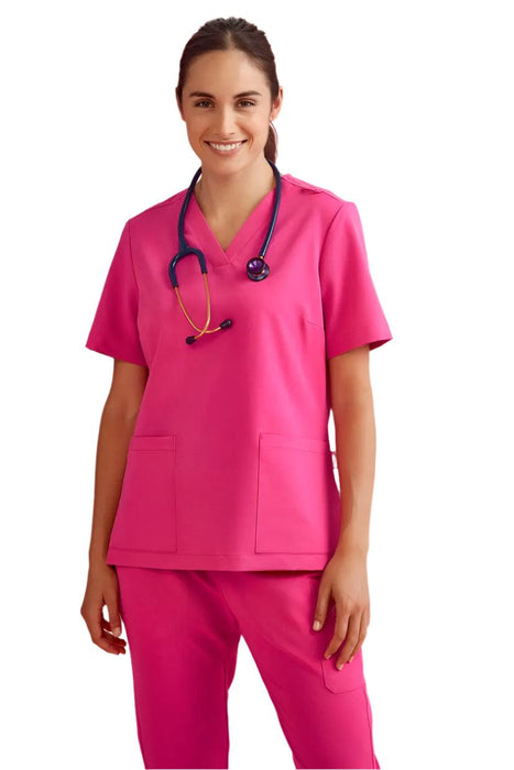 Biz Care Womens Pink V-Neck Scrub Top