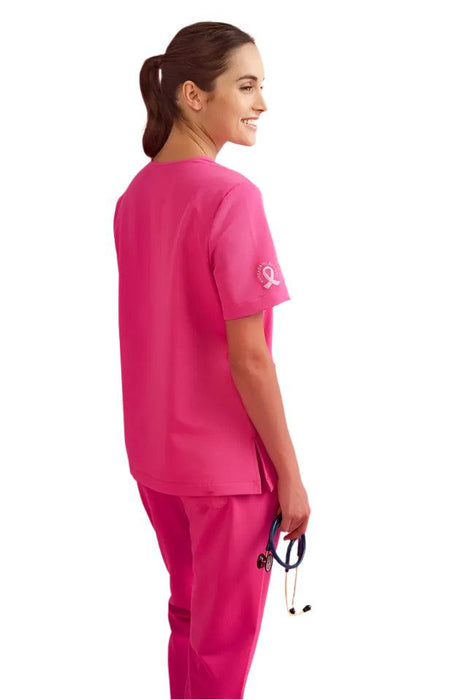 Biz Care Womens Pink V-Neck Scrub Top