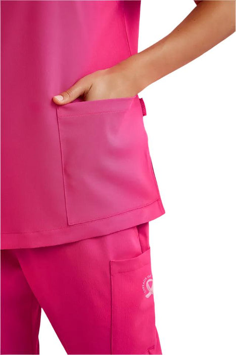 Biz Care Womens Pink V-Neck Scrub Top